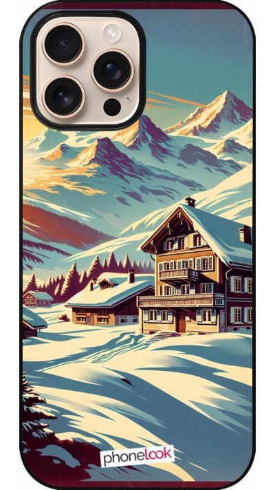 Coque iPhone 16 Pro Max - Chalet montagne enneigée