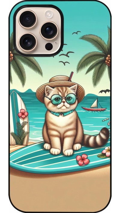 Coque iPhone 16 Pro Max - Chat Surf Style