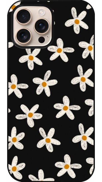 Coque iPhone 16 Pro Max - Easter 2024 white on black flower