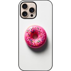 Coque iPhone 16 Pro Max - Weißer Hintergrund, pinker Donut