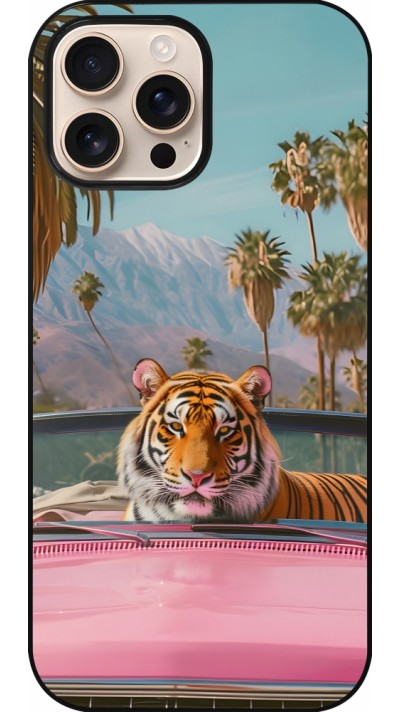 Coque iPhone 16 Pro Max - Tigre voiture rose