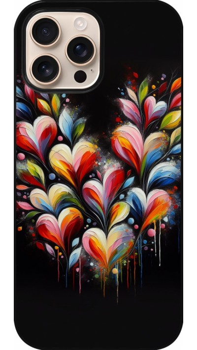 Coque iPhone 16 Pro Max - Valentine 2024 Coeur Noir Abstrait