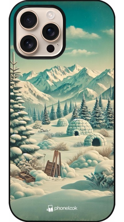 Coque iPhone 16 Pro Max - Vintage Snowy Mountain Igloo