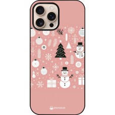 Coque iPhone 16 Pro Max - Noël 2024 Rose Snowman Christmas