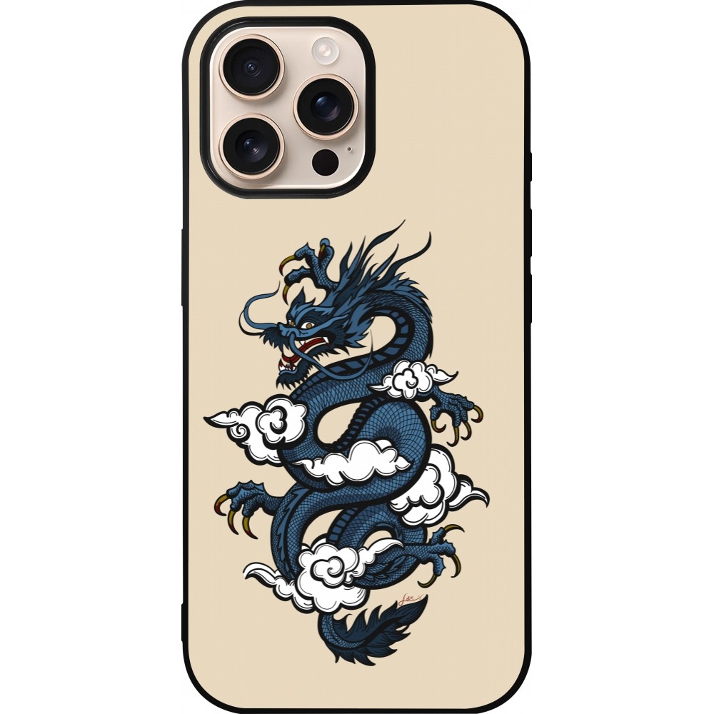 iPhone 16 Pro Max Case Hülle - Silikon schwarz Blue Dragon Tattoo