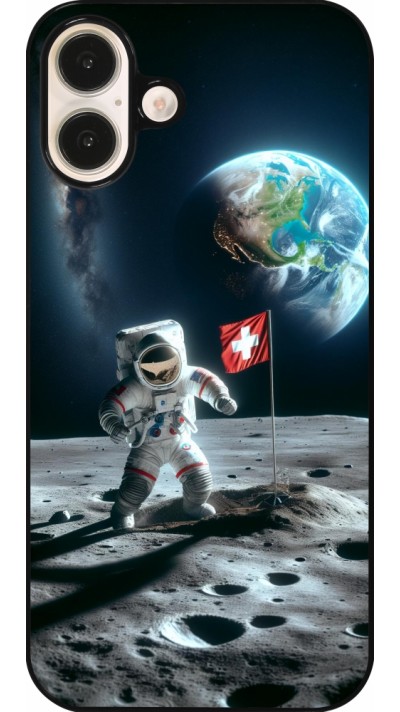 Coque iPhone 16 Plus - Astro Suisse sur lune