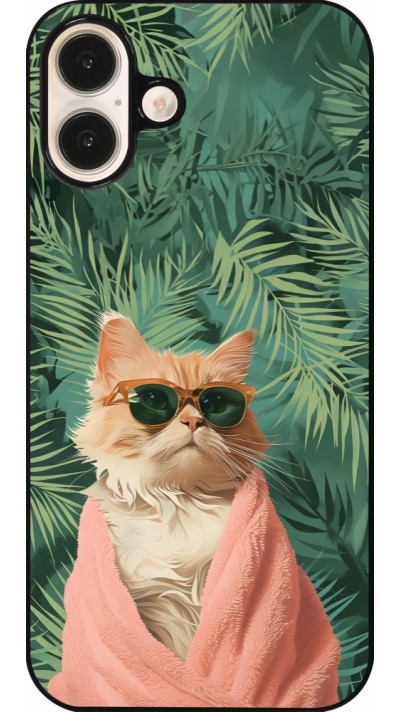 Coque iPhone 16 Plus - Cat Summer Palms