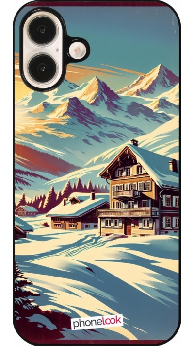 Coque iPhone 16 Plus - Chalet montagne enneigée