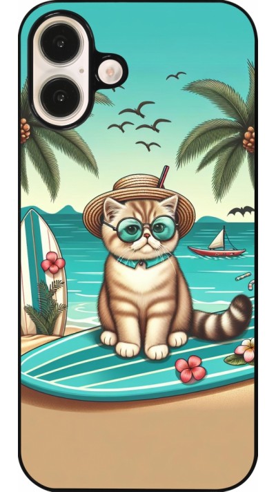 Coque iPhone 16 Plus - Chat Surf Style