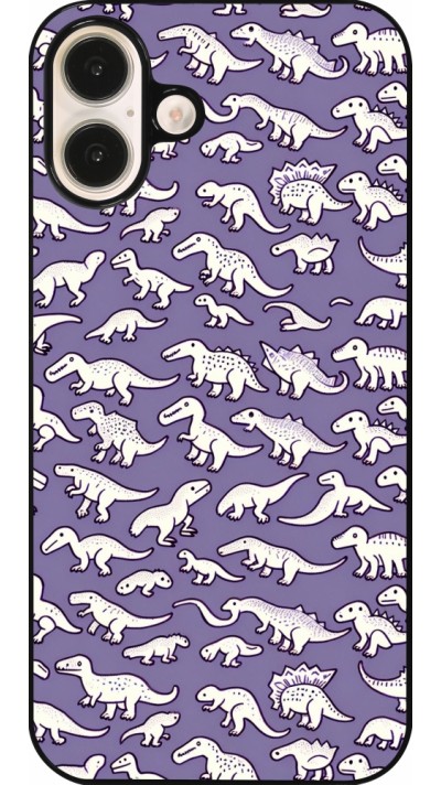 Coque iPhone 16 Plus - Mini dino pattern violet