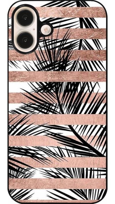 Coque iPhone 16 Plus - Palm trees gold stripes