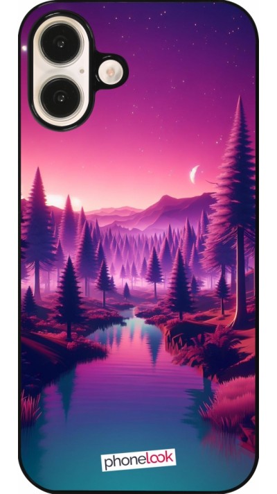 Coque iPhone 16 Plus - Paysage Violet-Rose