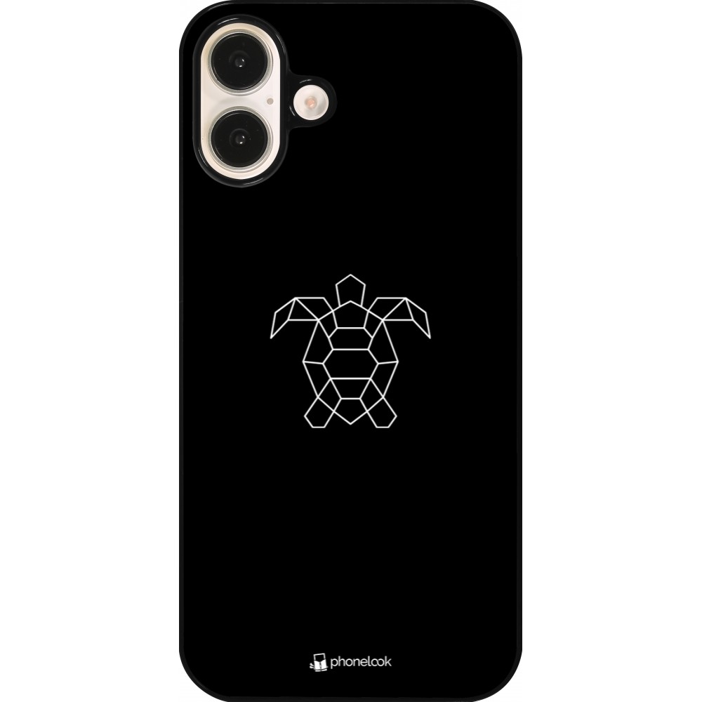 iPhone 16 Plus Case Hülle - Turtles lines on black