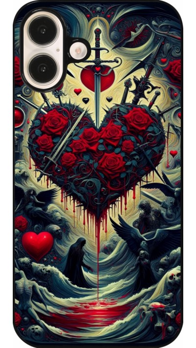 Coque iPhone 16 Plus - Dark Love Coeur Sang