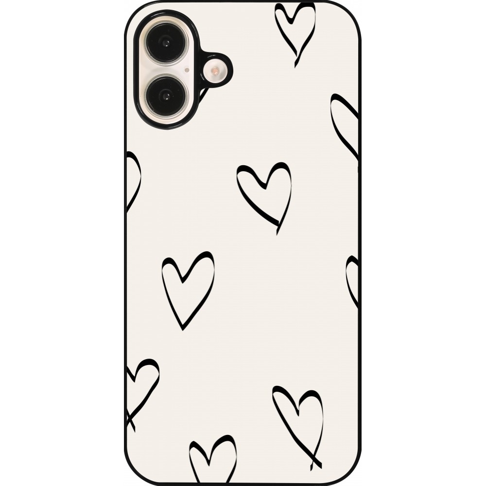 Coque iPhone 16 Plus - Valentine 2023 minimalist hearts