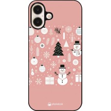 Coque iPhone 16 Plus - Noël 2024 Rose Snowman Christmas