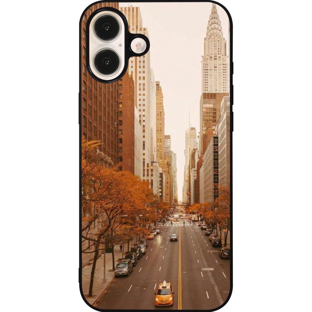 Coque iPhone 16 Plus - Silicone rigide noir Autumn 2024 New York city