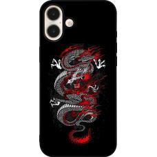 iPhone 16 Plus Case Hülle - Silikon schwarz Japanese style Dragon Tattoo Red Black