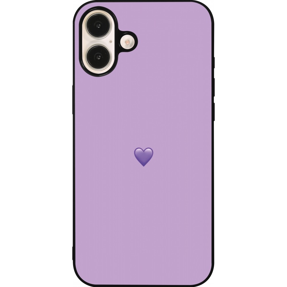 iPhone 16 Plus Case Hülle - Silikon schwarz Valentine 2023 purpule single heart