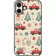 Coque iPhone 16 Plus - Silicone rigide noir Noël 2024 Camion Sapin