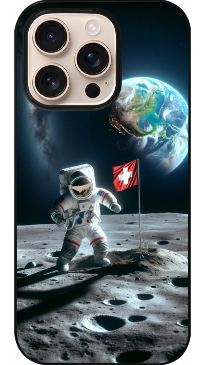 Coque iPhone 16 Pro - Astro Suisse sur lune