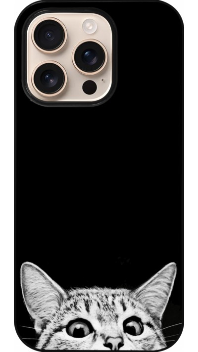 Coque iPhone 16 Pro - Cat Looking Up Black