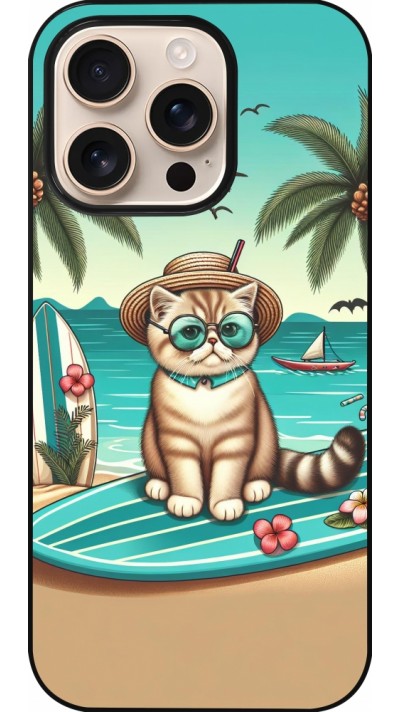 Coque iPhone 16 Pro - Chat Surf Style