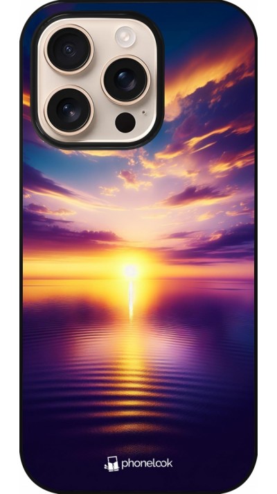 Coque iPhone 16 Pro - Coucher soleil jaune violet