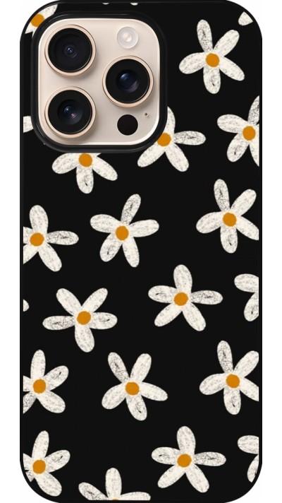 Coque iPhone 16 Pro - Easter 2024 white on black flower