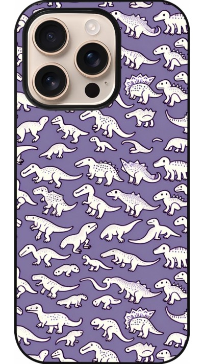 Coque iPhone 16 Pro - Mini dino pattern violet