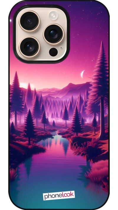 Coque iPhone 16 Pro - Paysage Violet-Rose