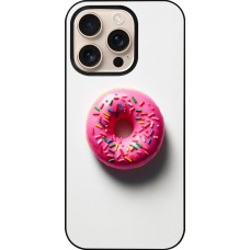 Coque iPhone 16 Pro - Weißer Hintergrund, pinker Donut