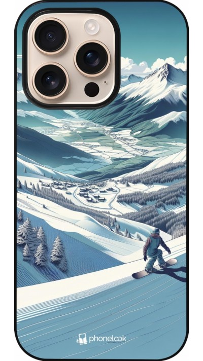 Coque iPhone 16 Pro - Snowboarder Montagne