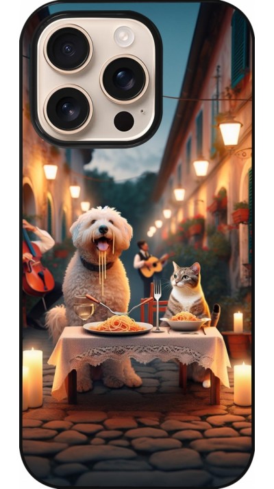 Coque iPhone 16 Pro - Valentine 2024 Dog & Cat Candlelight