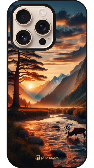 Coque iPhone 16 Pro - Valley Sunset Deer Tree