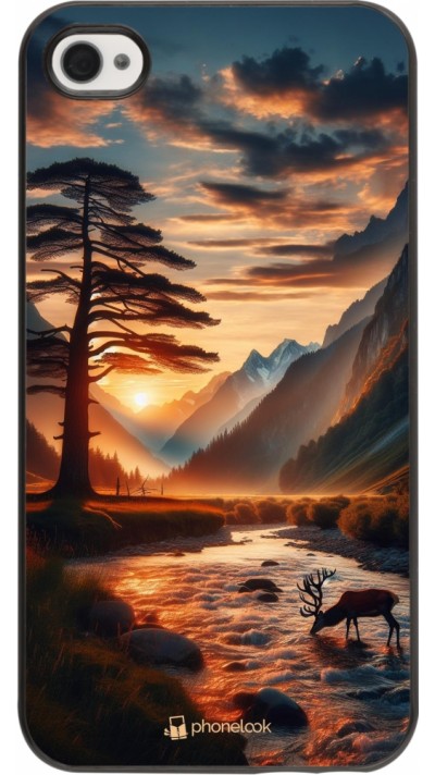 Coque iPhone 4/4s - Valley Sunset Deer Tree