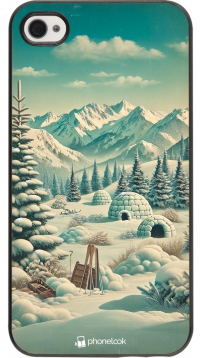 Coque iPhone 4/4s - Vintage Snowy Mountain Igloo