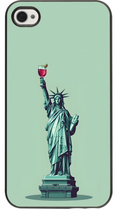 Coque iPhone 4/4s - Wine Statue de la liberté avec un verre de vin