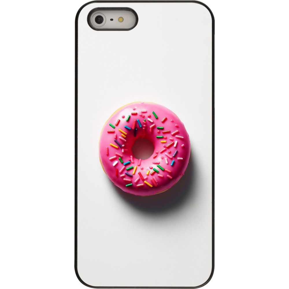 Coque iPhone 5/5s / SE (2016) - Weißer Hintergrund, pinker Donut