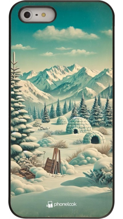 Coque iPhone 5/5s / SE (2016) - Vintage Snowy Mountain Igloo