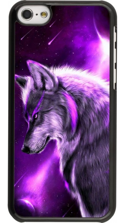 Hülle iPhone 5c - Purple Sky Wolf