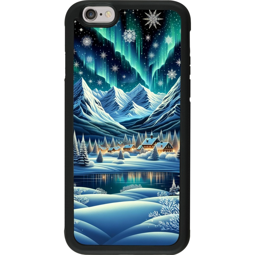 iPhone 6/6s Case Hülle - Silikon schwarz Verschneites Bergdorf am See in der Nacht