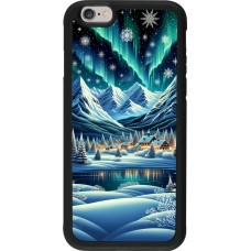 iPhone 6/6s Case Hülle - Silikon schwarz Verschneites Bergdorf am See in der Nacht