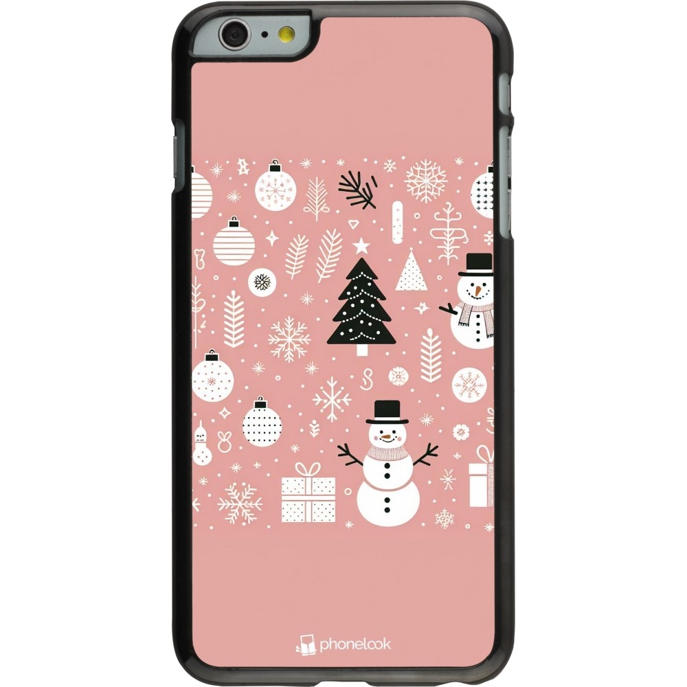 Coque iPhone 6 Plus / 6s Plus - Noël 2024 Rose Snowman Christmas