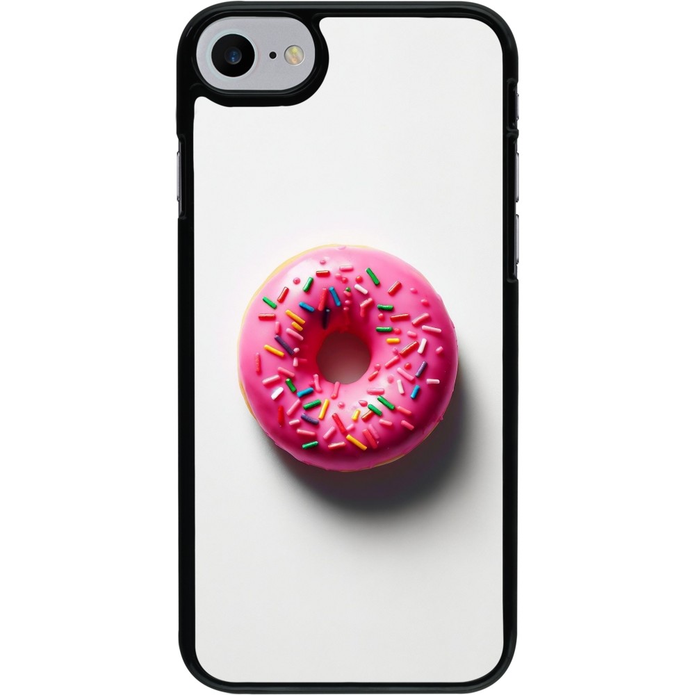 Coque iPhone 7 / 8 / SE (2020, 2022) - Weißer Hintergrund, pinker Donut