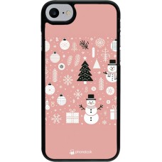 Coque iPhone 7 / 8 / SE (2020, 2022) - Noël 2024 Rose Snowman Christmas