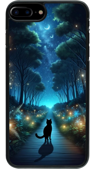 Coque iPhone 7 Plus / 8 Plus - Chat noir promenade