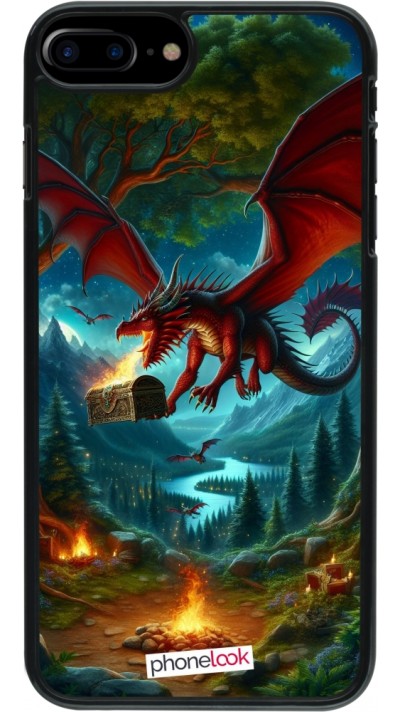 Coque iPhone 7 Plus / 8 Plus - Dragon Volant Forêt Trésor