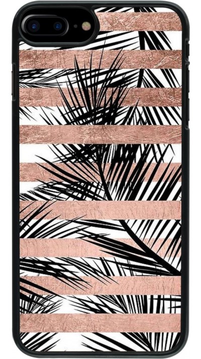 Coque iPhone 7 Plus / 8 Plus - Palm trees gold stripes