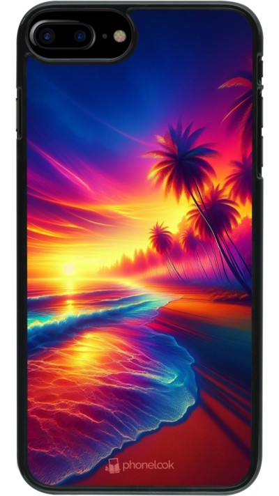 Coque iPhone 7 Plus / 8 Plus - Plage coucher soleil flashy